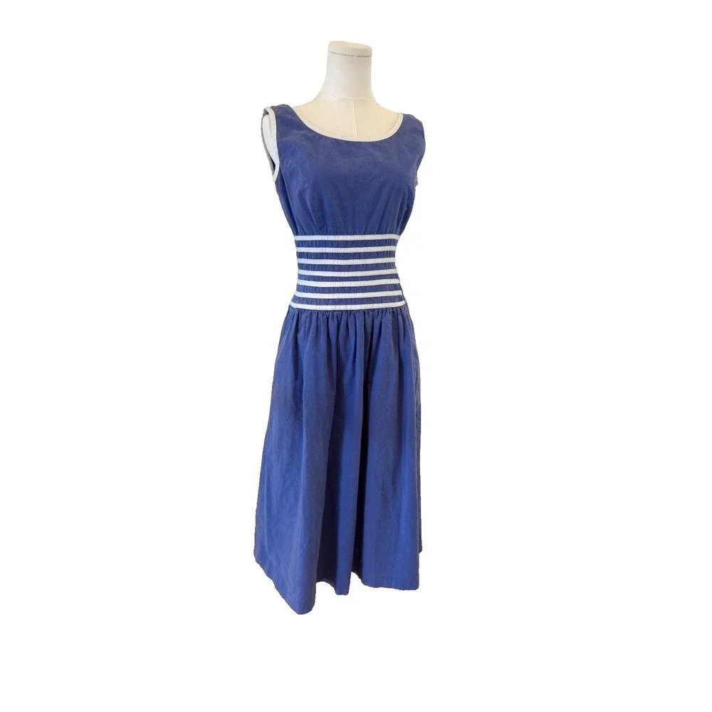 Vintage Lanz Originals Dirndl Prairie Dress‎ Blue Cottagecore Oktoberfest Midi - Picture 4 of 6